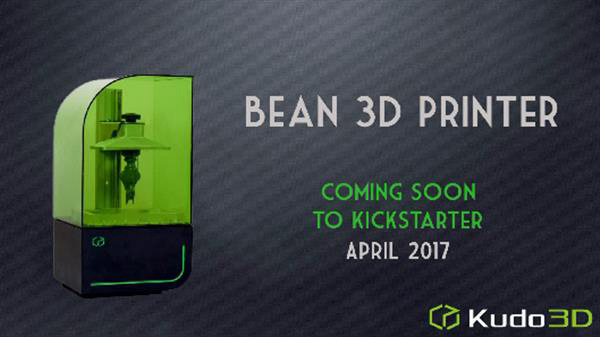 Kudo3D即將推出低成本的消費者桌面SLA 3D打印機Bean